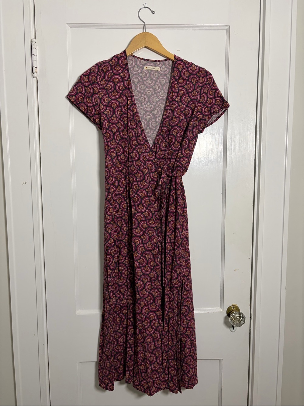 Marine Layer Burgundy Paisley Wrap Maxi Dress